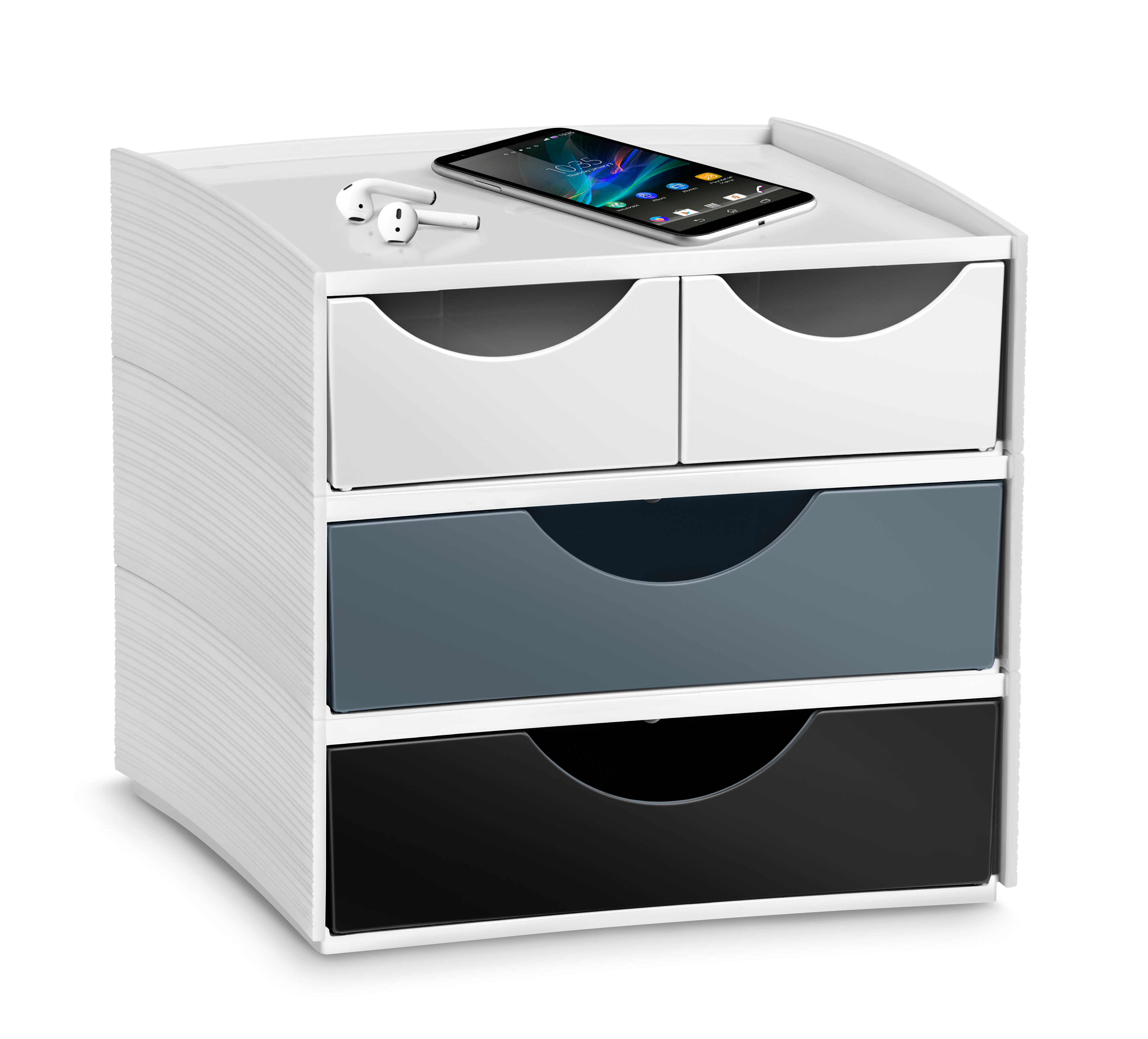CEP Schubladenbox MyCube Mineral 1032112611 weiss/grau/schwarz 4 Schubl.
